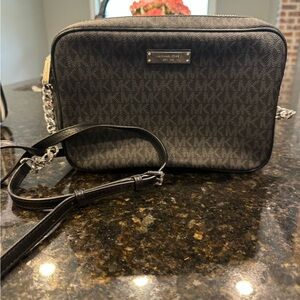 Michael Kors Black and Silver Logo Crossbody